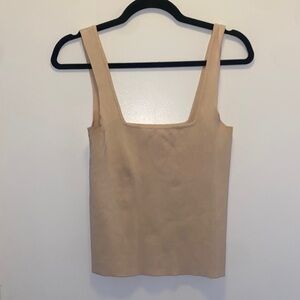 Leith square neck tank in light beige, size M